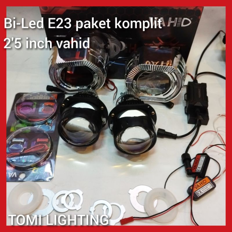 biled e23 vahid|projector 2'5 inc purple lens projector lampu utama biled e23 paket komplit