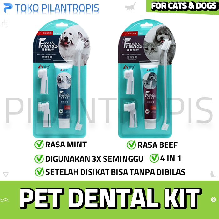 SIKAT GIGI KUCING DAN ODOL KUCING ANJING PASTA GIGI KUCING ANJING 1 SET PET TOOTHBRUSH DENTAL GEL