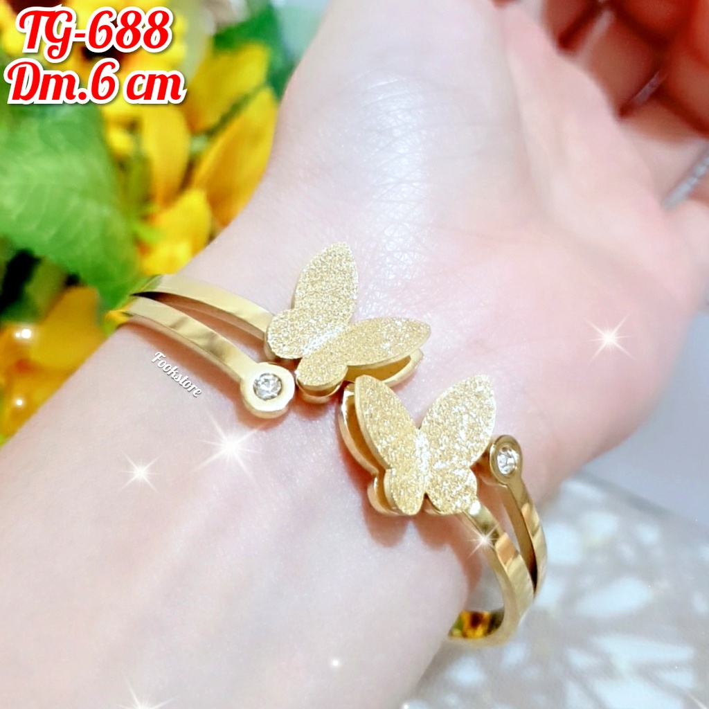 GELANG BANGLE TITANIUM MOTIF ANTI KARAT/COD