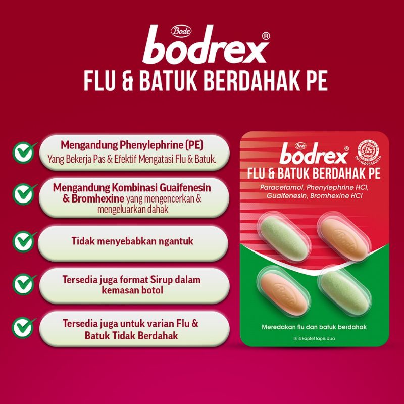 Bodrex Flu dan Batuk Berdahak PE 1 BLISTER @ 4 Kaplet