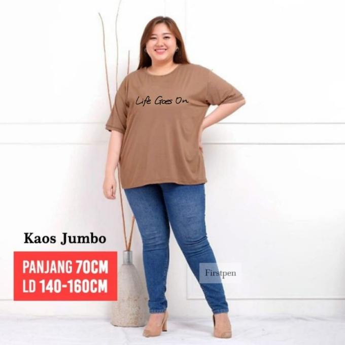 Terbaik Atasan Kaos Oblong Wanita Super Jumbo Bigsize Ukuran Besar LD 130-160