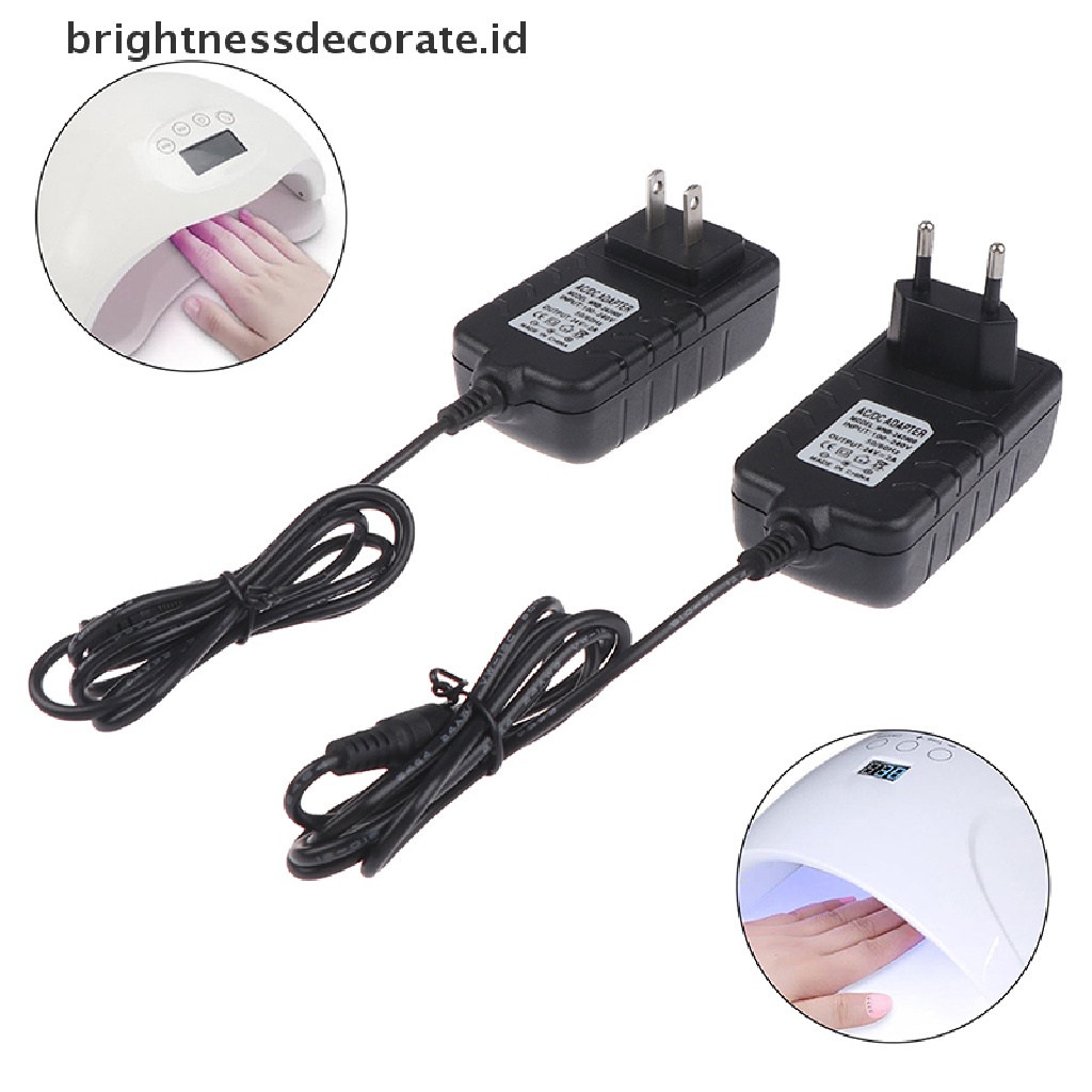 [Birth] 1pc 24V 2A Adaptor Power Supply Untuk Lampu LED UV Pengering Kuku Nail Art Tools [ID]