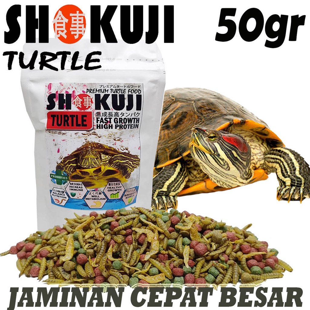 50GR SHOKUJI MAKANAN RES BRAZIL MATA MATA AMBON PAKAN KURAKURA AIR DAMER RAZOR PELET KURA MONBI TURT