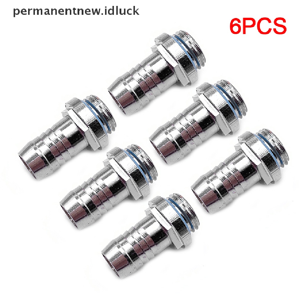 [luckypermanentnew] 6pcs Barb Fitg PC Pendingin Air Fitg G1/Konektor Barb 4benang [ID]
