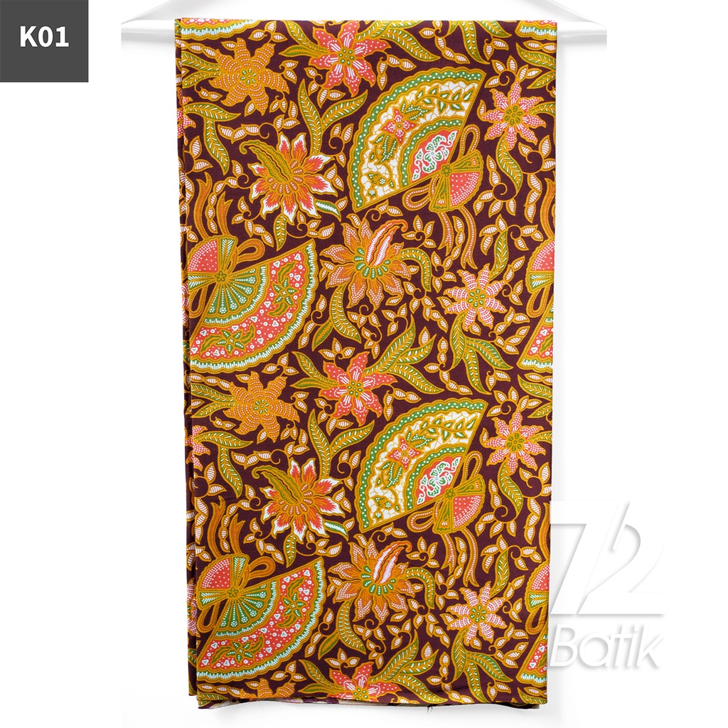 KAIN BATIK PREMIUM Bahan Katun Motif Kembang Kipas Warna Hitam 722670 Cap 72 Jarik Jarit Samping Kebat Panjang Batik Katun Modern Premium Bahan Seragam Batik Pernikahan Kantor Keluarga Murah Kamen Jadi Batik Bali Lembaran