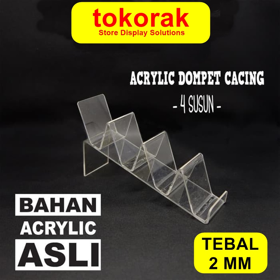 ACRYLIC DOMPET CACING 4 SUSUN AKRILIK ASLI STAND TEMPAT HANDPHONE