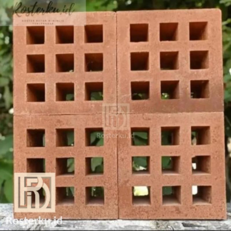 Roster beton minimalis motif dadu lubang 9