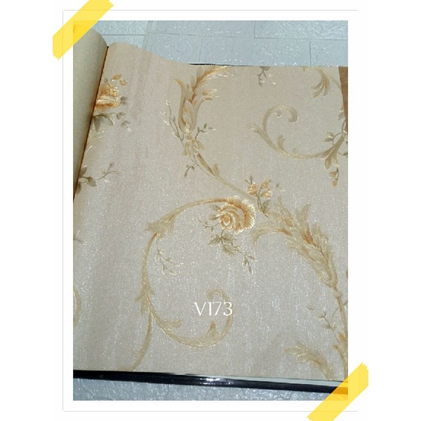 wallpaper dinding premium berserat motif bunga kecil