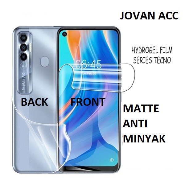 TECNO POP 5 LTE CAMON 19 PRO POVA NEO MATTE ANTI MINYAK ANTI GORES HYDROGEL FULLSET DOFF BAGIAN DEPAN LAYAR DAN BAGIAN BELAKANG ANTI JAMUR TECNO POP5 LTE TECNO POVA NEO TECNO CAMON 19 PRO