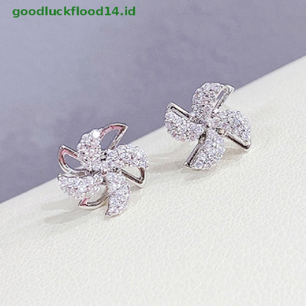 [GOOGFOUR] Rotag Windmill Ear Studs Anting Perak925 Lapis Sterling Perhiasan Wanita [TOP]