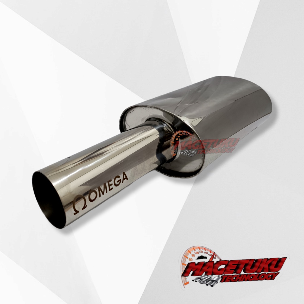 Knalpot Racing Mobil OMEGA Full Stainles Bass Kering Gahar Ngepret Polos Kenalpot Avanza Vios Sedan 