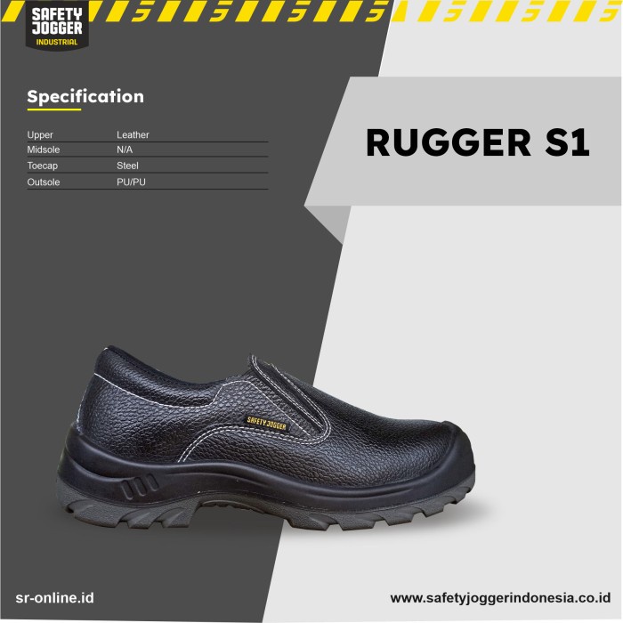 [BISA COD] Sepatu Safety Jogger Rugger S1 - Hitam 40 - Perlengkapan Aksesoris Sepatu Pria / Sepatu S