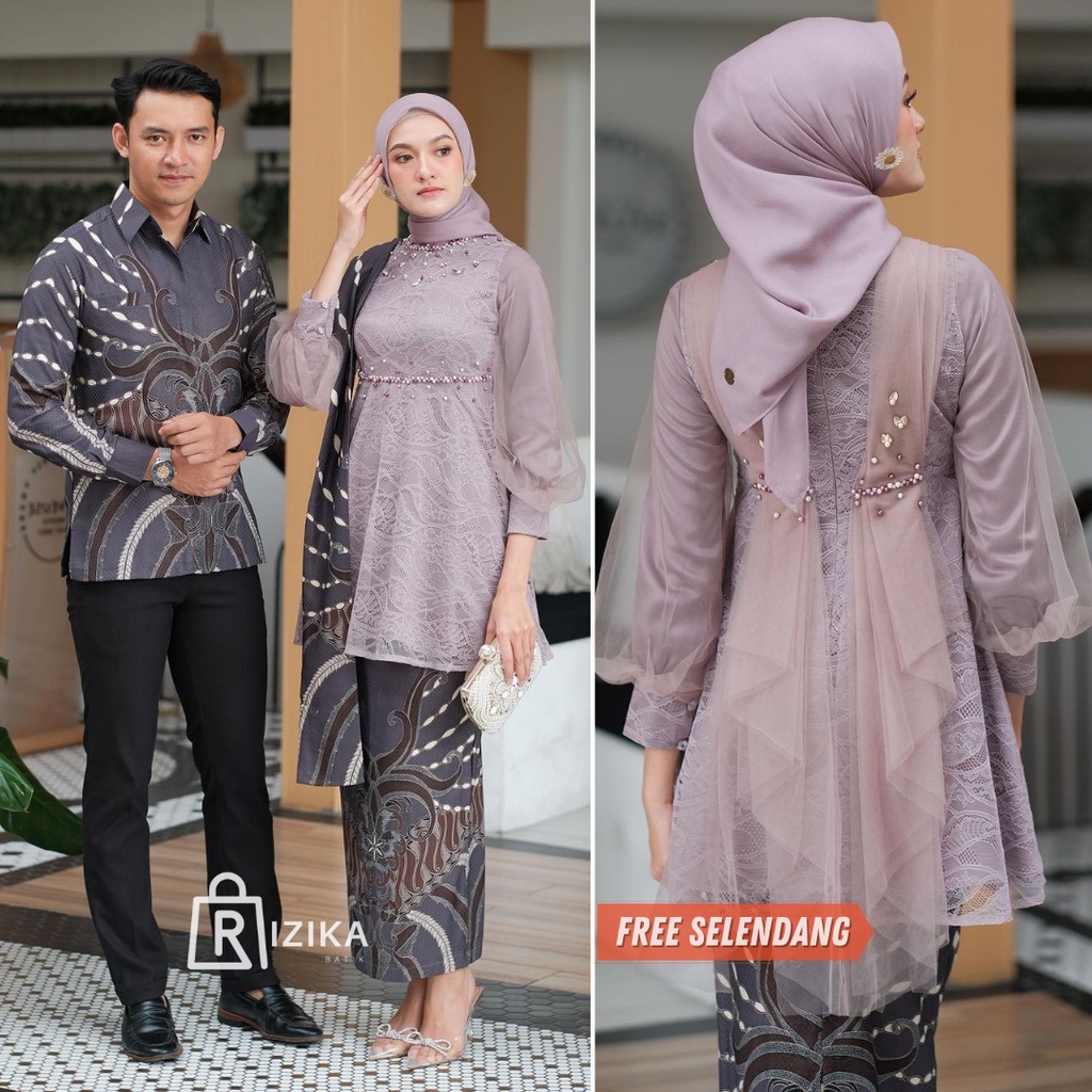 Kebaya Couple Modern Kebaya Wisuda Set Tunik Lamaran Tunangan Batik Baju Couple Kondangan Terbaru 2023