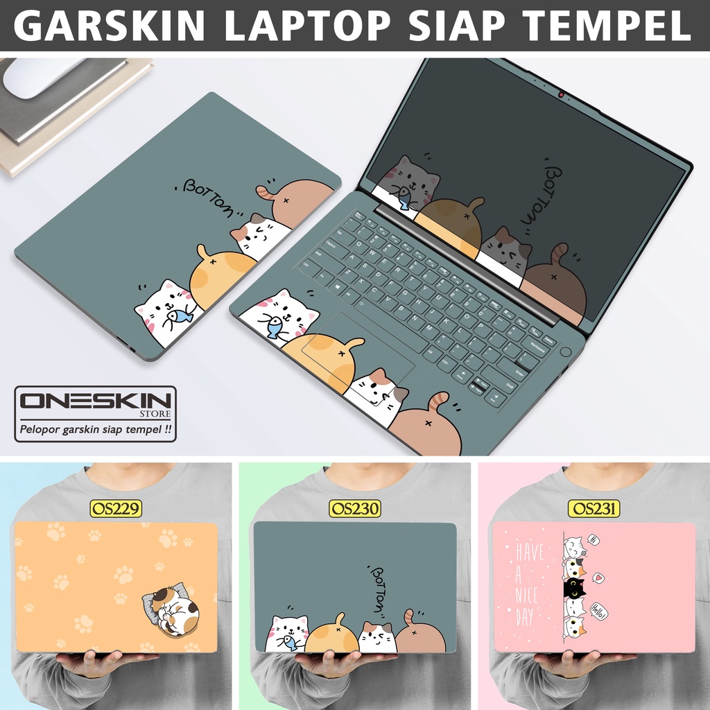 Garskin Sticker Laptop Protector Macbook Full Body Bottom Bezel Palmrest Skin Kitten Cute