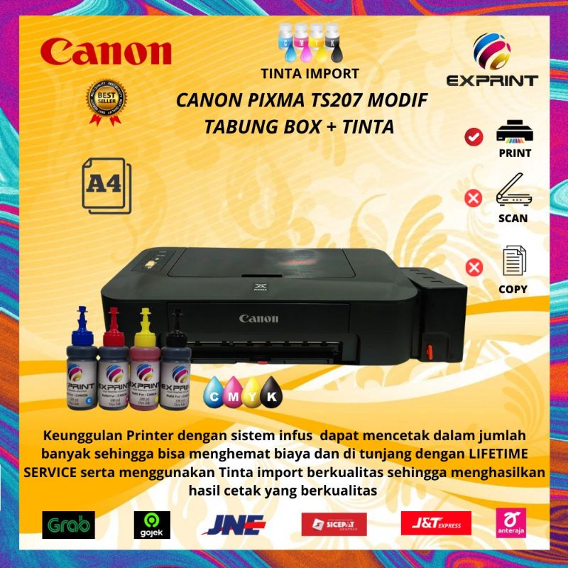 Printer Canon Pixma TS207 (print only) +Infus Tabung Box