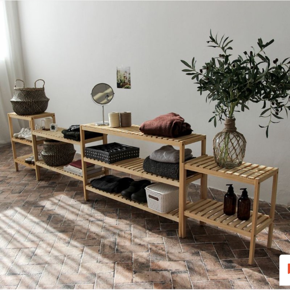 Rak Serbaguna 3 tingkat  rak ambalan 50 cm | Rak Rak Wooden Shelf Rak Sepatu  Rak Sendal | Rak Susun Rak Serbaguna Multifungsi