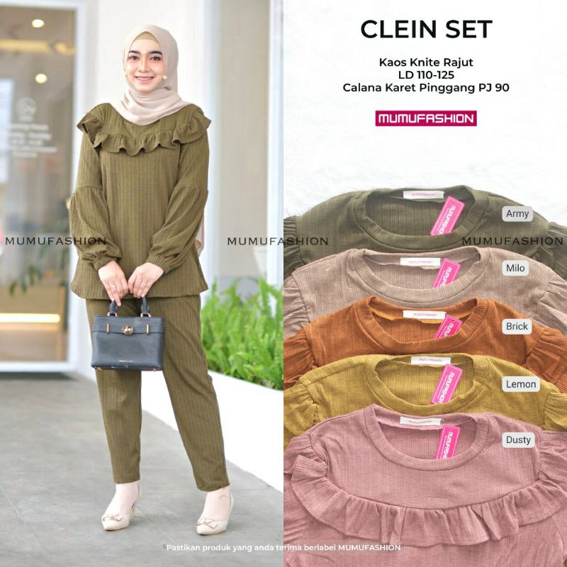 MUMU - CLEIN / COLO Set Setelan Tunik dan Celana Rajut Import by Mumufashion Solo