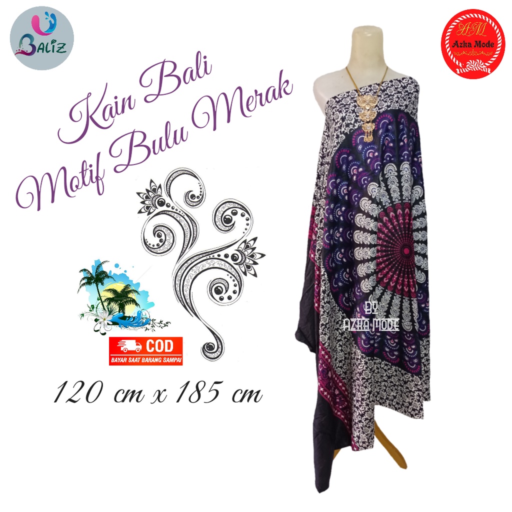 Kain Pantai Kain Bali Pantai - Kain Bali Motif New Bulu Merak Jumbo - Sarung Pantai SEMBILAN MODE - Sarung Bali - Kain Pantai - Kain Katun Jepang - Kain Untuk Hiasan Dinding - Kain Untuk Plafon Mobil Truk Dan Mobil 3/4 Lainnya