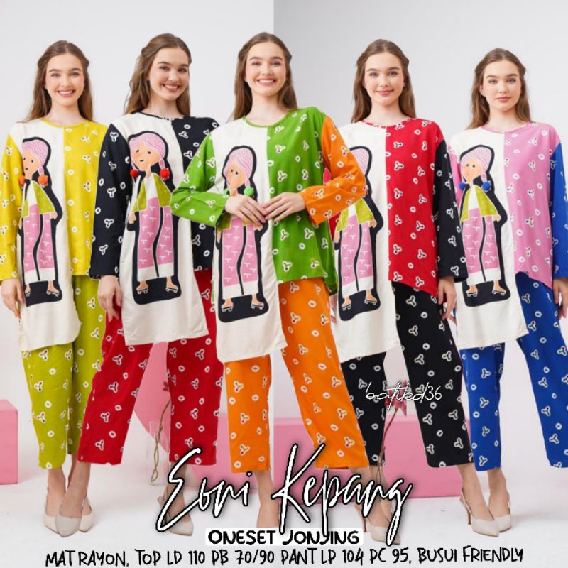 (semerbak) One Set rayon wanita murah adem halus kekinian Celana baju kulot eoni kepang atasan bawah