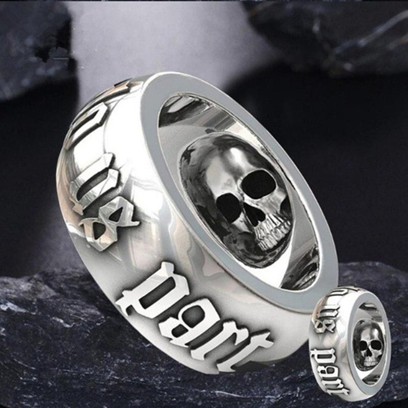 [X C Perhiasan] Hip Hop Rock Retro Pria Fashion Tengkorak Cincin Gothic Pesta Perhiasan Aksesoris