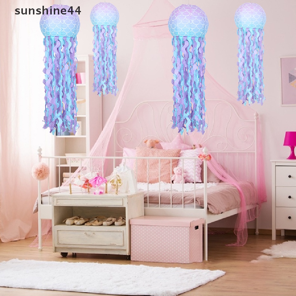 Sunshine Mermaid Dekorasi Pesta DIY Hanging Jellyfish Lantern Little Mermaid Sea Party.