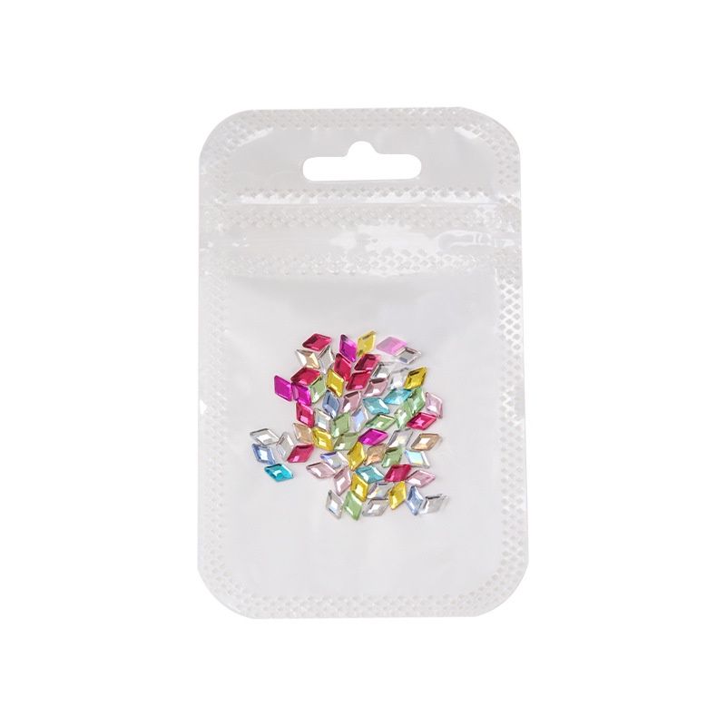 50 Pcs Ornamen Berlian Imitasi Asimetris Hati/Persegi Panjang 3D Bahan Resin Untuk Dekorasi Nail Art / Manicure DIY