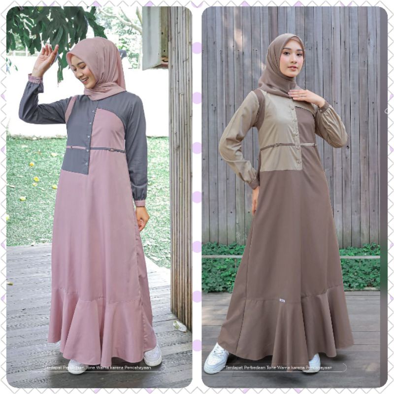 Gamis Ethica Ayumi 342 Dusty Pink Khaki