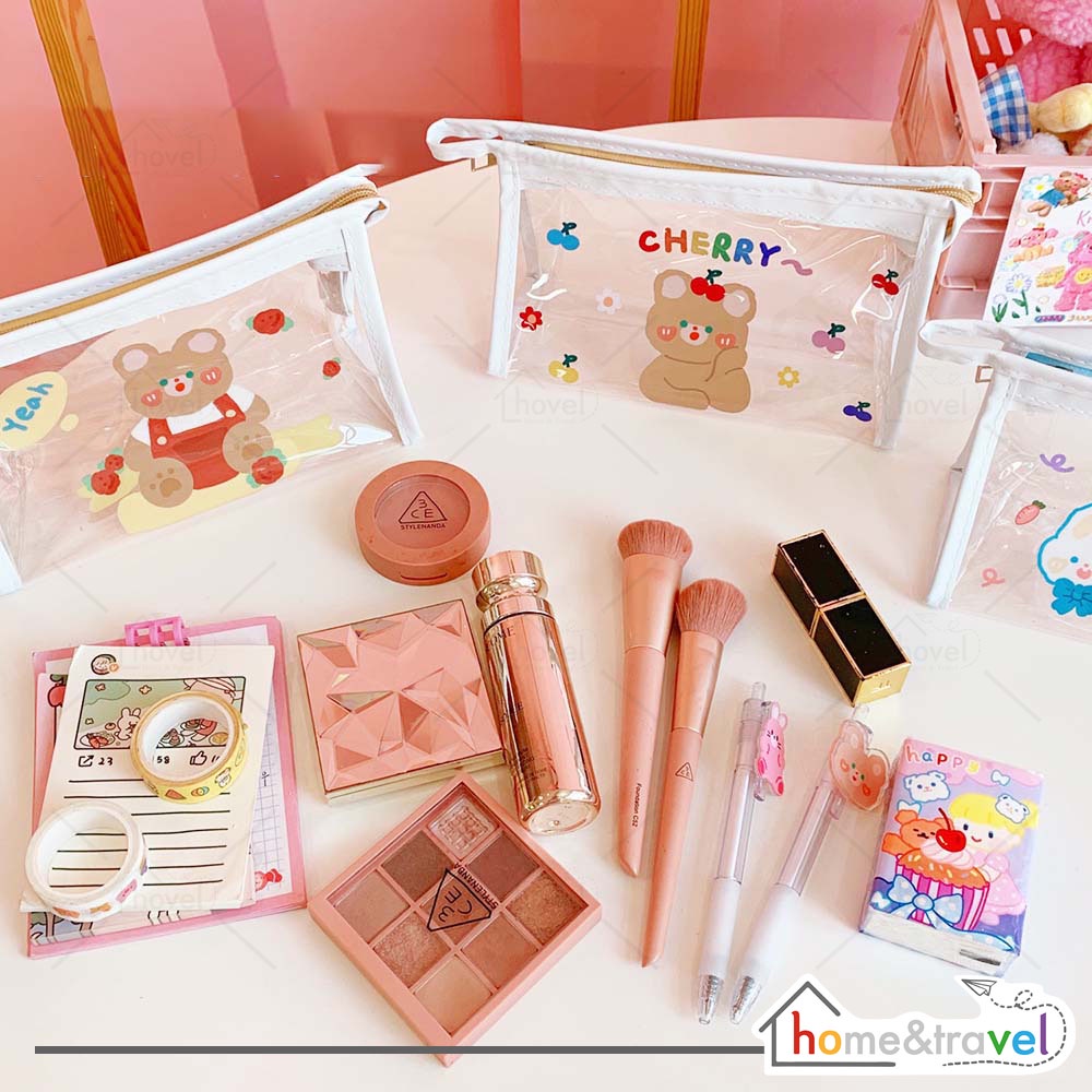 HOVELSHOP Travel Pouch Dompet Mika Pensil Tempat Alat Tulis Make Up Storage Karakter Lucu Multifungsi