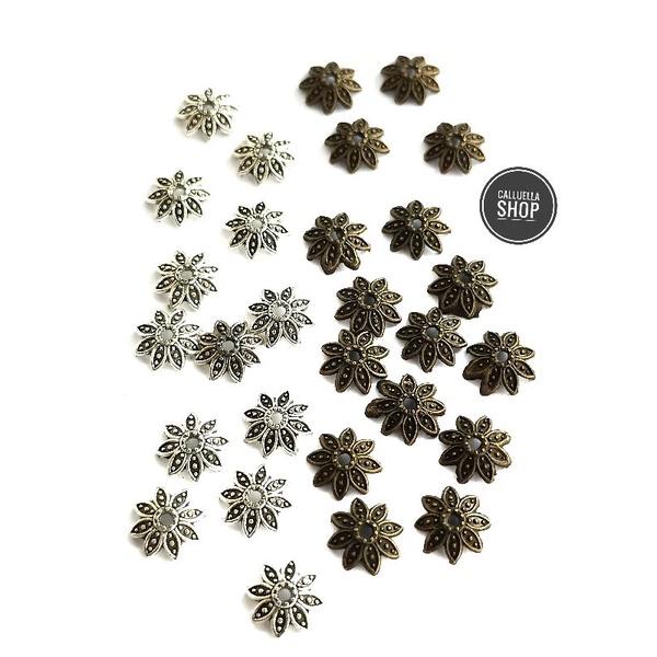 SPACER BUNGA MANGKOK LANCIP NIKEL DAN BRONZE | BAHAN KERAJINAN DIY CRAFT KALUNG GELANG SRAP MASK ANT