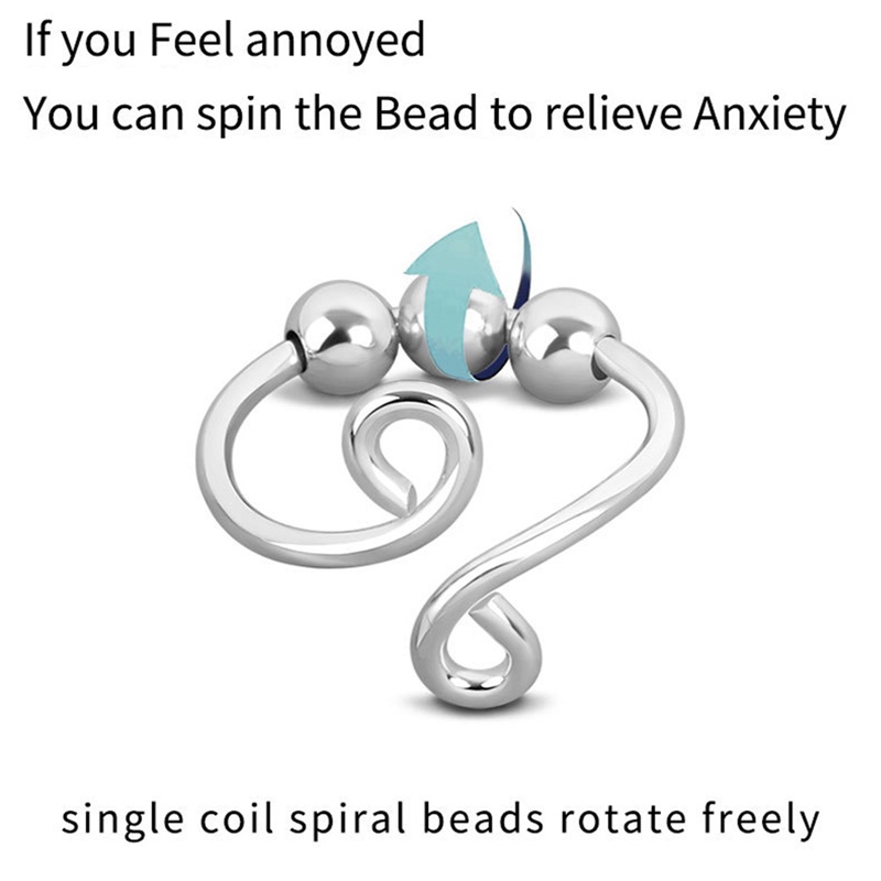 Trendy Anti Kecemasan Cincin Untuk Wanita Pria Manik-Manik Fidget Rings Adjustable Stackable Stress Relief Jari Sederhana Spinner Rings Perhiasan