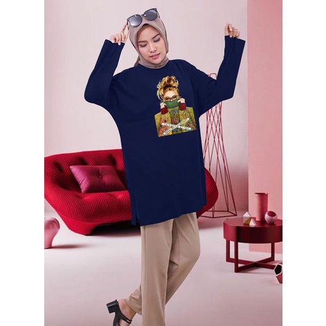 BLOUSE OVERSIZE LENGAN PANJANG LD 130CM DTF CEWEK KACAMATA