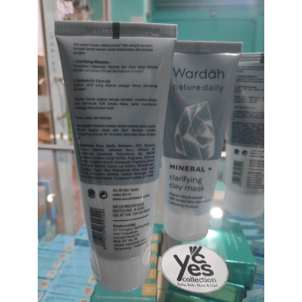 Wardah Nature Daily Mineral Clay Mask 60ml Clarifying Masker Wajah angkat minyak berlebih kelembaban kulit