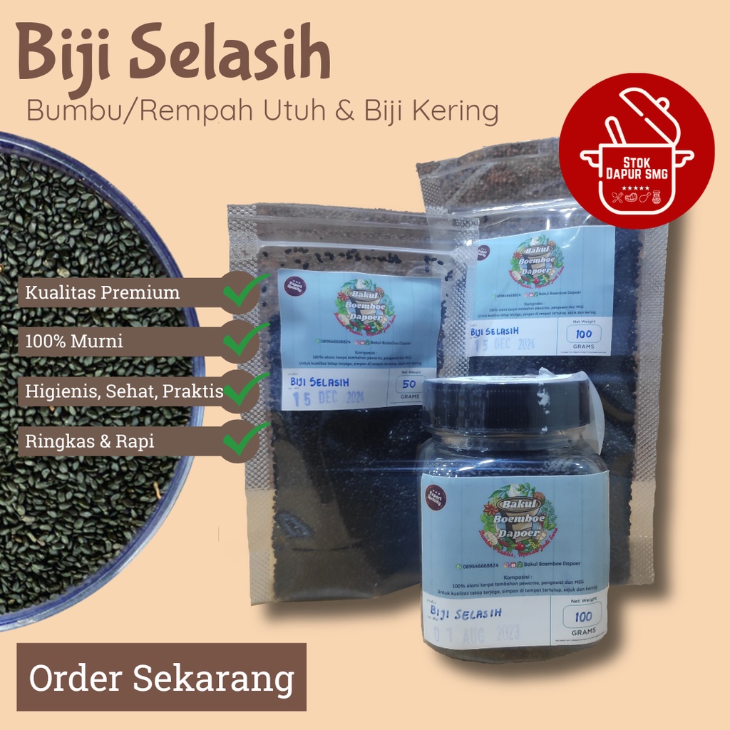 

Biji Selasih / Basil Seed Premium Pouch Refill 50gr 100gr Botol 100gr