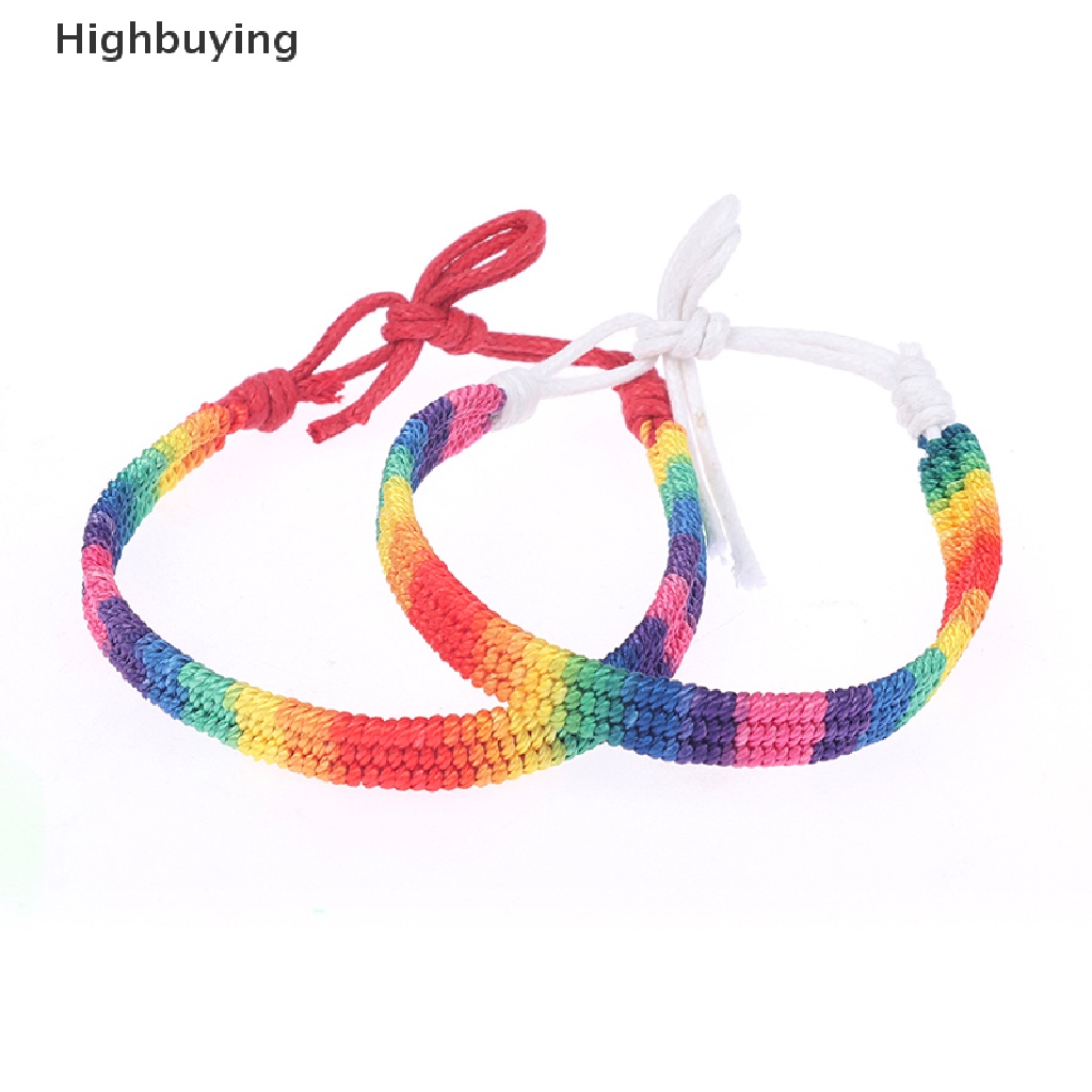 Hbid Charm LGBT Gelang Tali Hujan Untuk Pasangan Pride Gay Wanita Pria Handmade Anyaman Glory