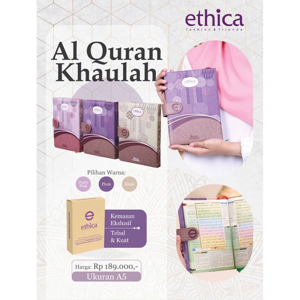 ETHICA - Al Quran Terjemahan Tajwid Hafalan Alquran Khaulah - DUSTY PINK - PLUM - KHAKI