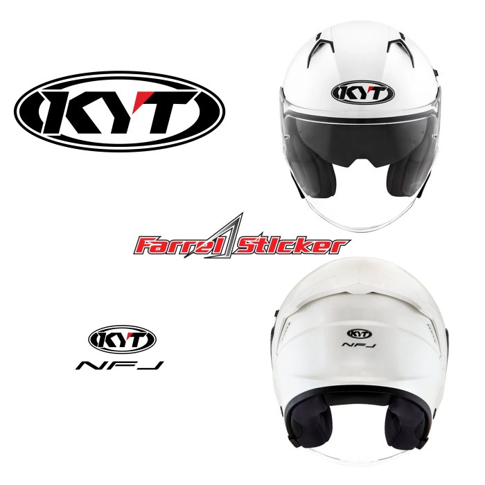 stiker helm KYT STICKER HELMET HALF FACE KYT NFJ - Putih