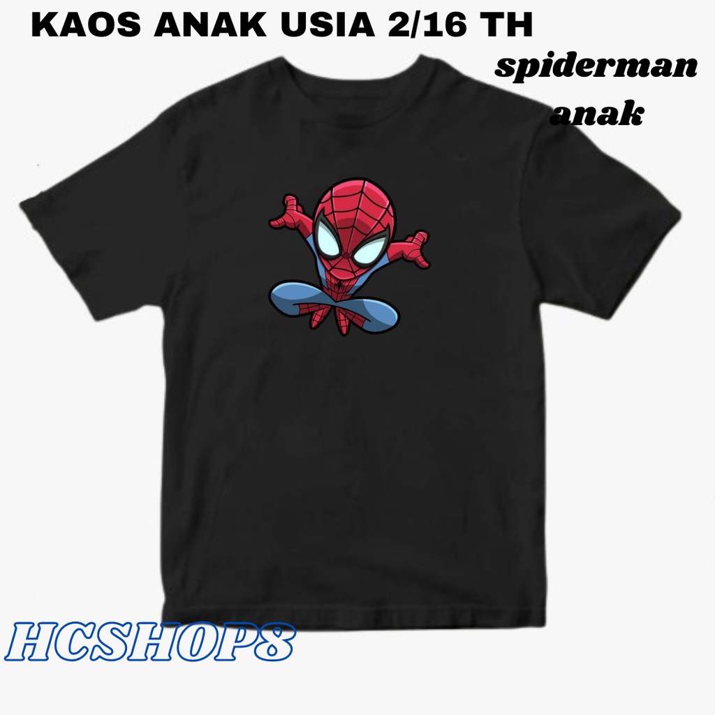 Kaos Anak Laki Laki Baju Anak Perempuan Logo Spiderman Warna Usia 2-16 Tahun Unisex