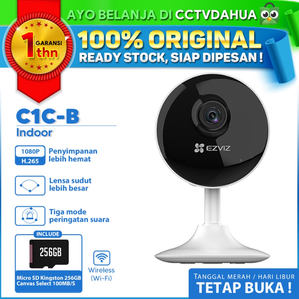 EZVIZ C1C-B FREE MICRO SD 256GB 2MP PRO H.265 IP CAM BERGARANSI RESMI