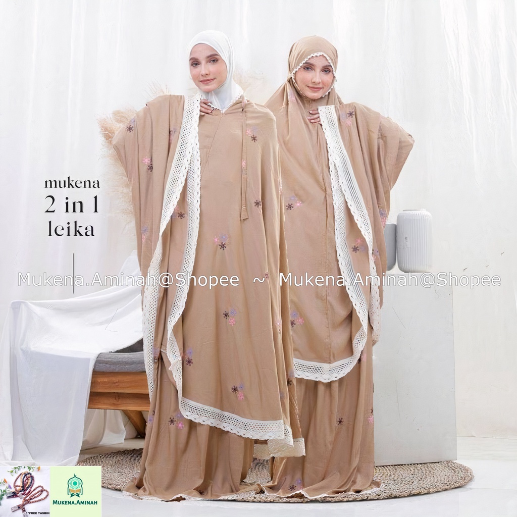 MUKENA DEWASA LEIKA 2 IN 1, MUKENA TRAVEL SUPER PREMIUM