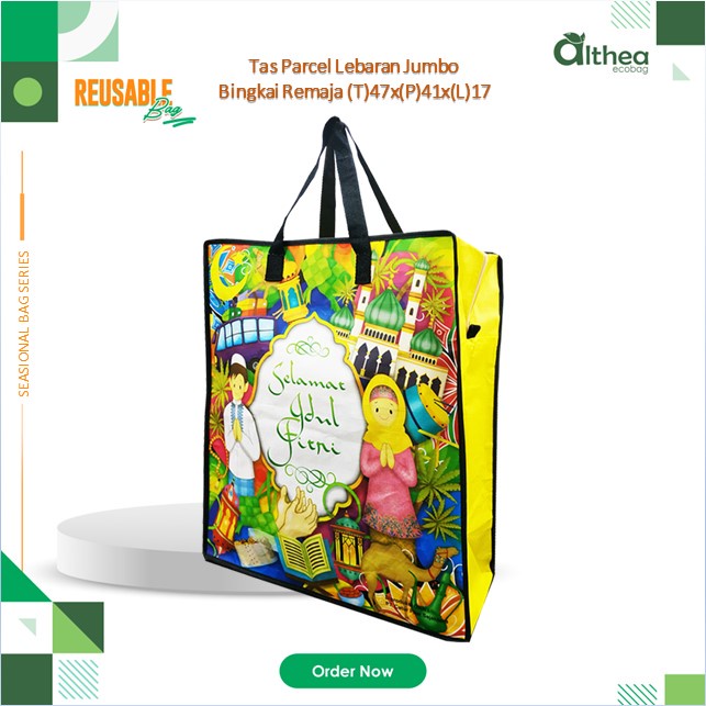 

ALTHEA Tas Parcel Lebaran Jumbo Resleting |Tas Lebaran Woven Jahit | Bingkai Remaja 47x41x17
