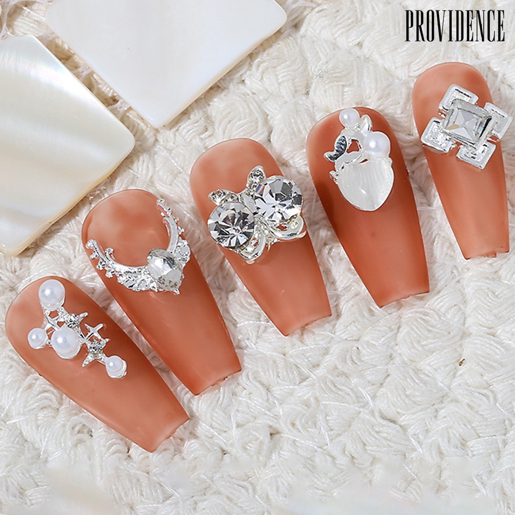 Providence 10Pcs Nail Art Alloy Tiga Dimensi Bersinar Tidak Jatuh Berkilau DIY Mini Nail Art Dekorasi Perak Busur Ornamen Kuku Salon Pasokan