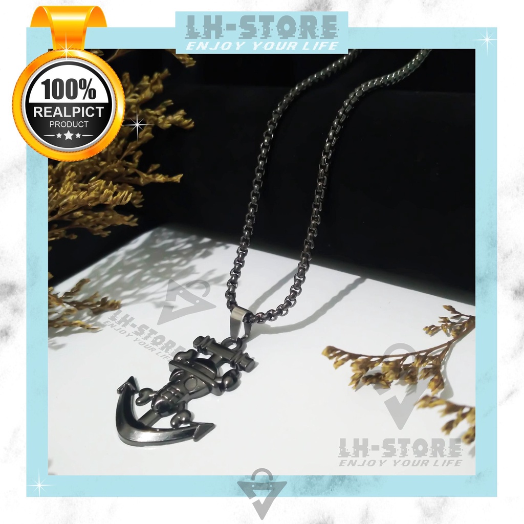 Kalung Titanium Set One Piece Black Edition Terbaru Keren Anti Karat