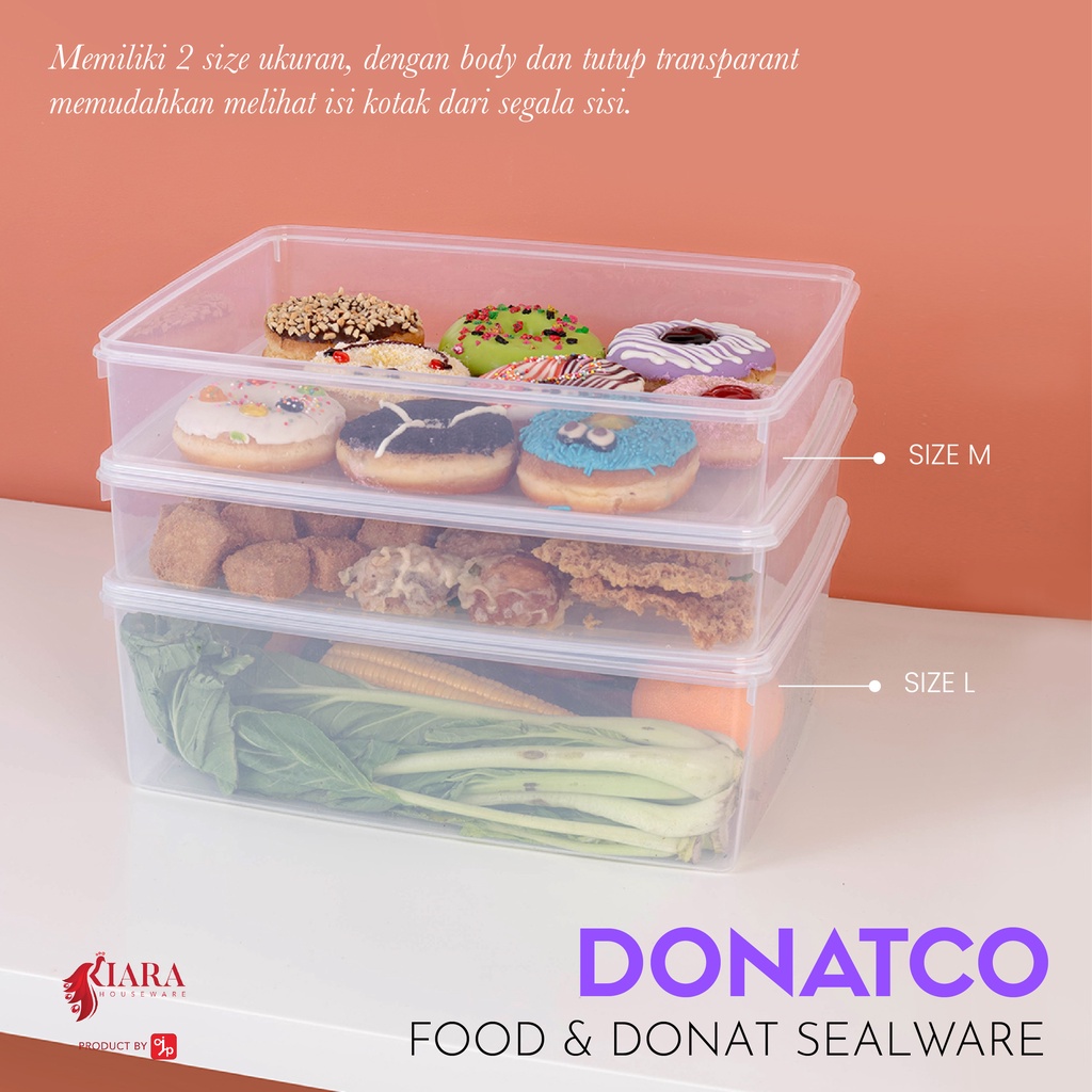 KIARA HOUSEWARE Kotak Donat Plastik Jumbo Donatco Tempat Penyimpanan Donat Onigiri Dimsum
