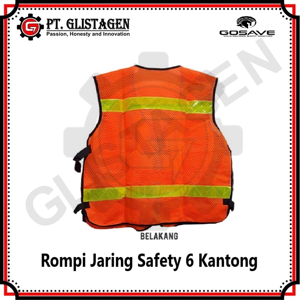 Rompi Jaring 6 Kantong Safety Vest Scotlite Scotlight Hijau dan Orange