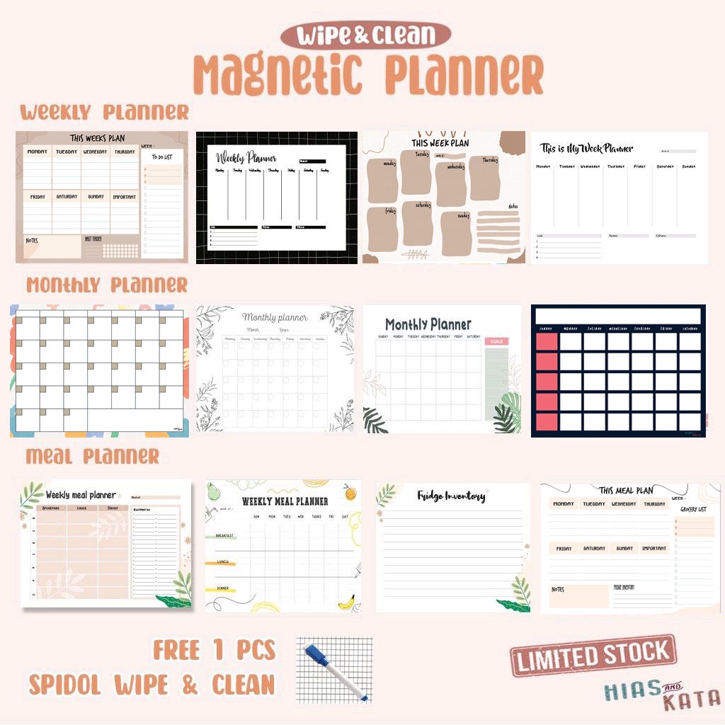 

magnetic planner weekly monthly meal notes magetik planner tempel kulkas