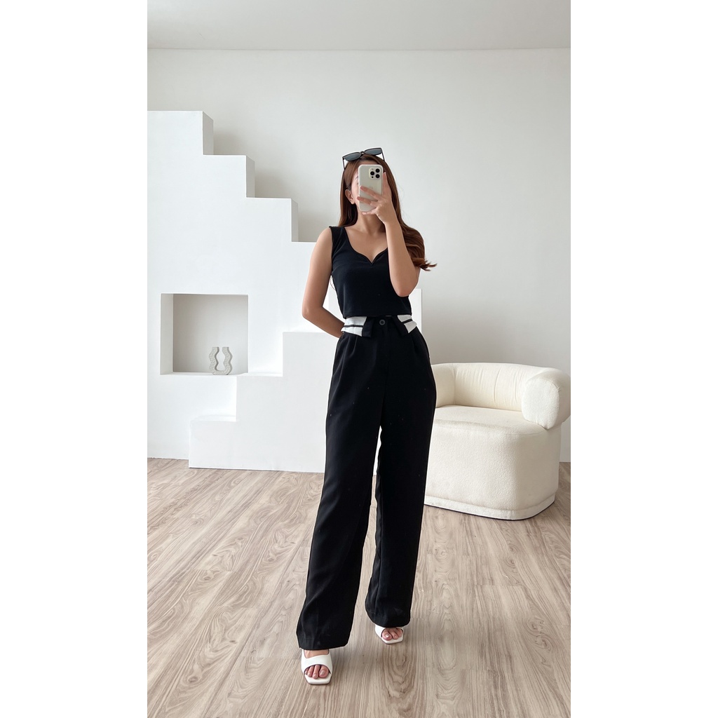 POTTIE - Cassey Collar Cullotes Pants - Long Culottes High Waist