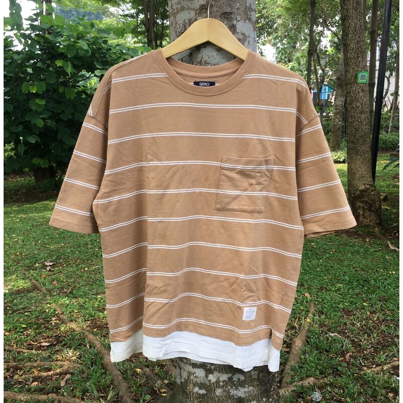 SPAO SALUR POCKET COKLAT PUTIH KAOS