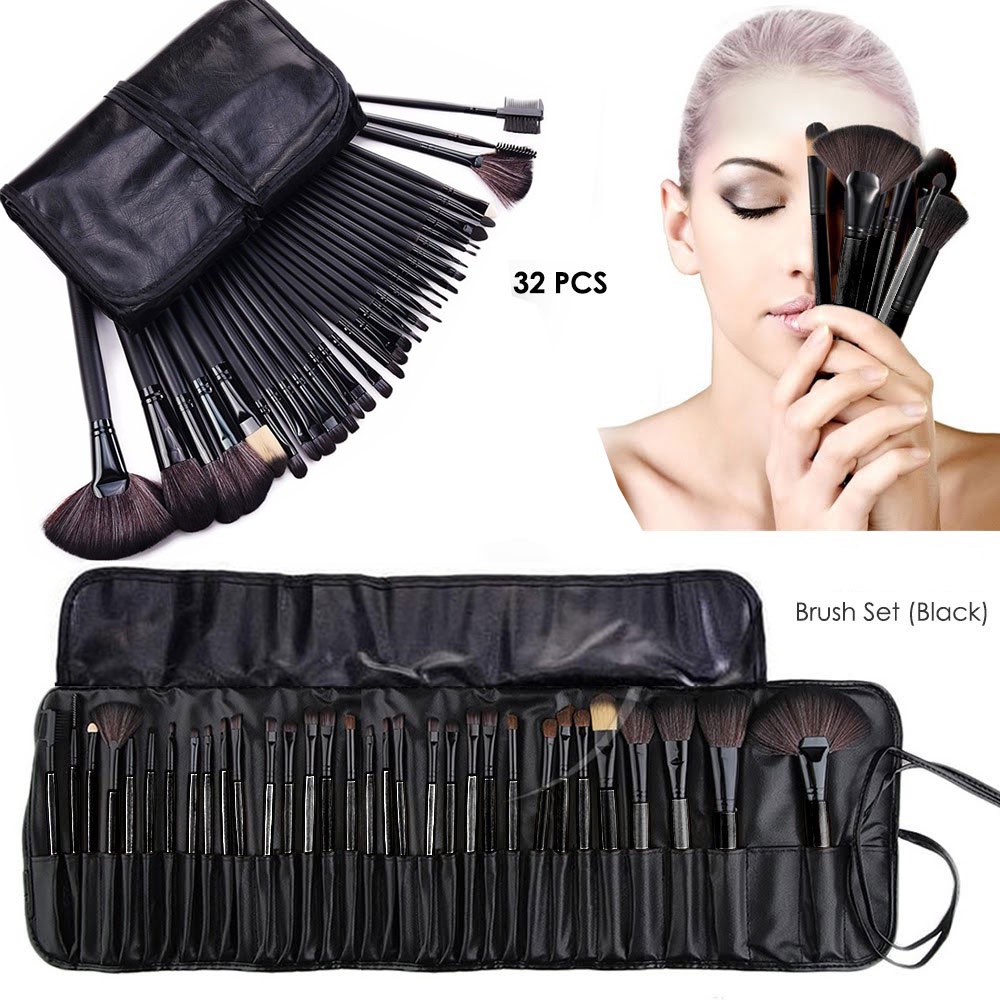 MI SHOPINN - Kuas Make Up 32 PCS Set Lengkap 1 Paket Brush Makeup dengan Pouch Aplikator Bedak Found