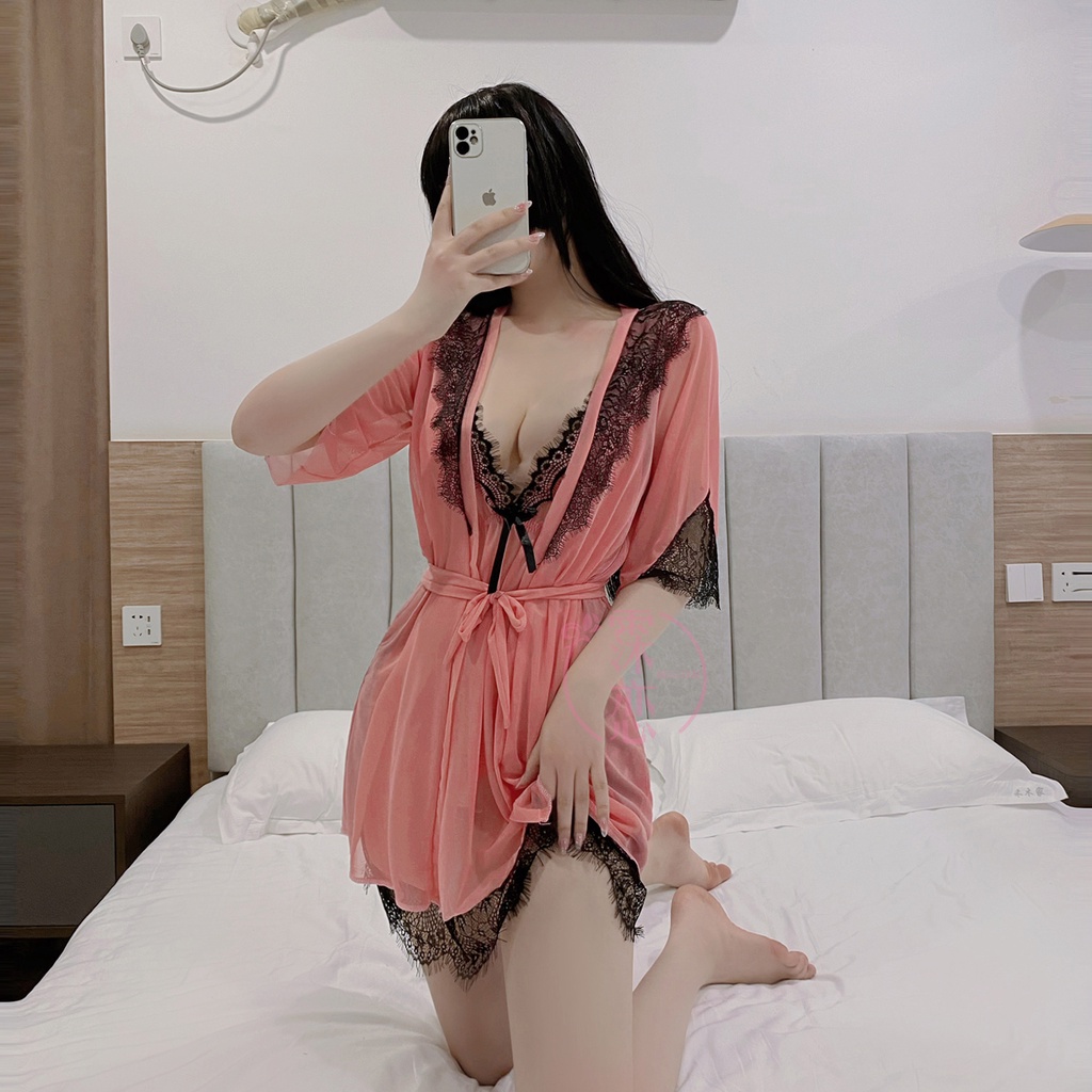 MyBra Baju Tidur Seksi Setelan Pakaian Tidur Daster Wanita Kimono Bahan Satin LG-09