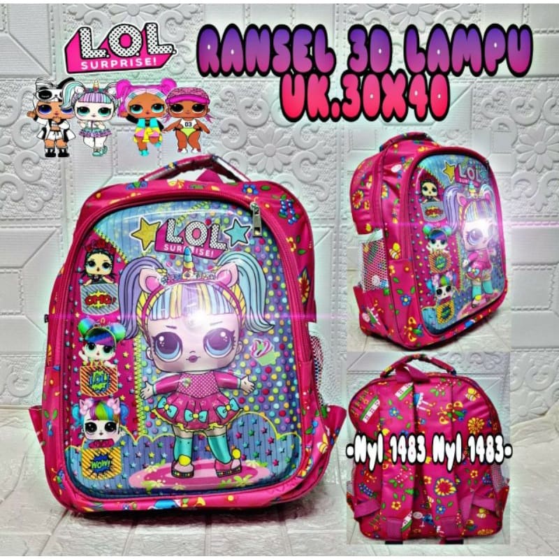 &quot;aurabagss&quot; - Tas Anak Ransel Anak Perempuan LOL LED ,Ransel Anak Sekolah PAUD TK  Backpack Anak Bisa Bunyi &amp; Ada Lampu Terbaru Ala &quot;aurabagss&quot;